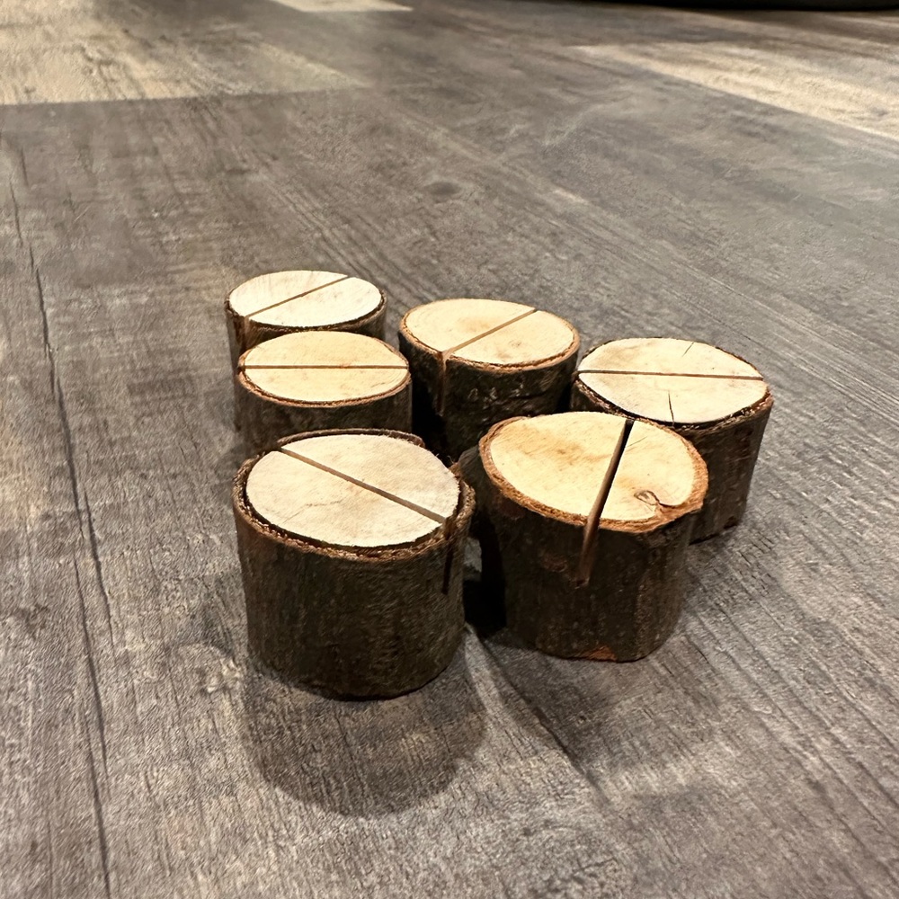 Wooden Place Card Holders (6 total)